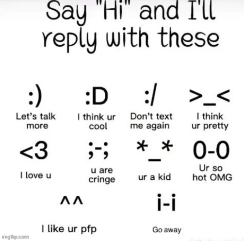 most will be :) or *_* | image tagged in say hi and i'll reply with | made w/ Imgflip meme maker