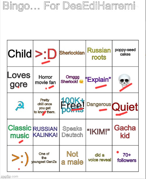 Custom-MAde DeaHarremi Bingo | image tagged in custom-made deaharremi bingo | made w/ Imgflip meme maker