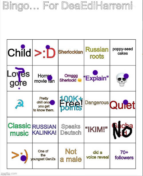 Custom-MAde DeaHarremi Bingo | image tagged in custom-made deaharremi bingo | made w/ Imgflip meme maker