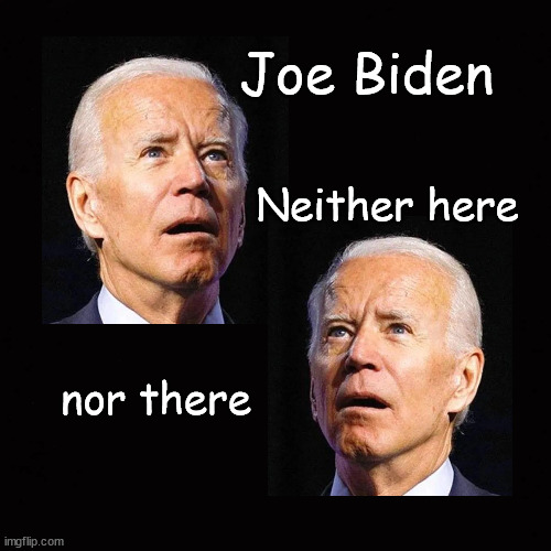 Joe Biden; neither here nor there | Joe Biden; Neither here; nor there | image tagged in joe biden | made w/ Imgflip meme maker