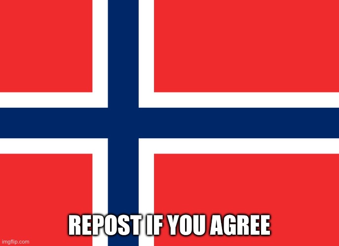 Norwegian flag | REPOST IF YOU AGREE | image tagged in norwegian flag | made w/ Imgflip meme maker