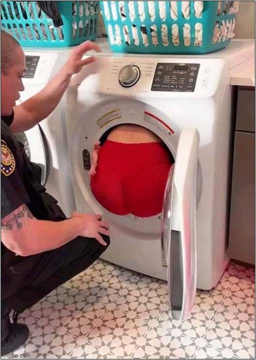 The Temptation To Shut The Door  And Press 'Start' Was Overwhelming ! | image tagged in washing machine,stuck,dark humour | made w/ Imgflip meme maker
