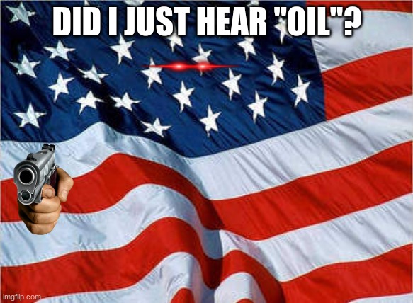USA Flag | DID I JUST HEAR "OIL"? | image tagged in usa flag | made w/ Imgflip meme maker