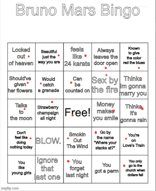 it's all shits and giggles until someone giggles and shits | image tagged in bruno mars bingo | made w/ Imgflip meme maker