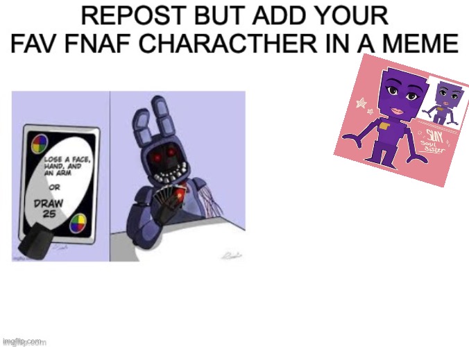 poople boi | image tagged in fnaf,repost but add your favorite fnaf character in a meme | made w/ Imgflip meme maker
