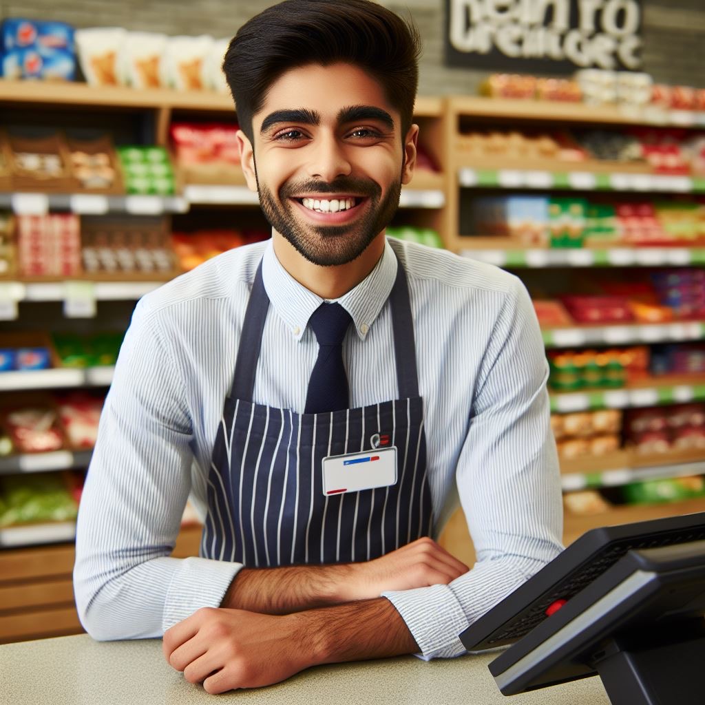 Cashier at store counter Blank Meme Template
