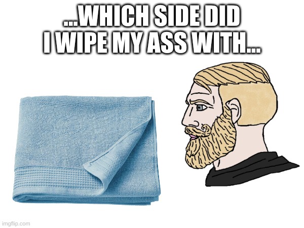 Boys after showers | ...WHICH SIDE DID I WIPE MY ASS WITH... | image tagged in wojak,funny,shower | made w/ Imgflip meme maker
