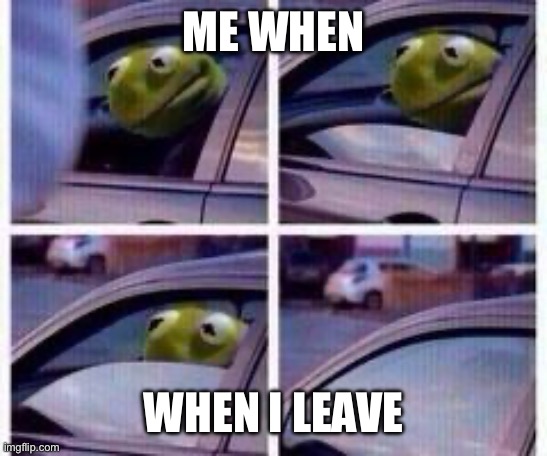 when I leave | ME WHEN; WHEN I LEAVE | image tagged in kermit rolls up window | made w/ Imgflip meme maker