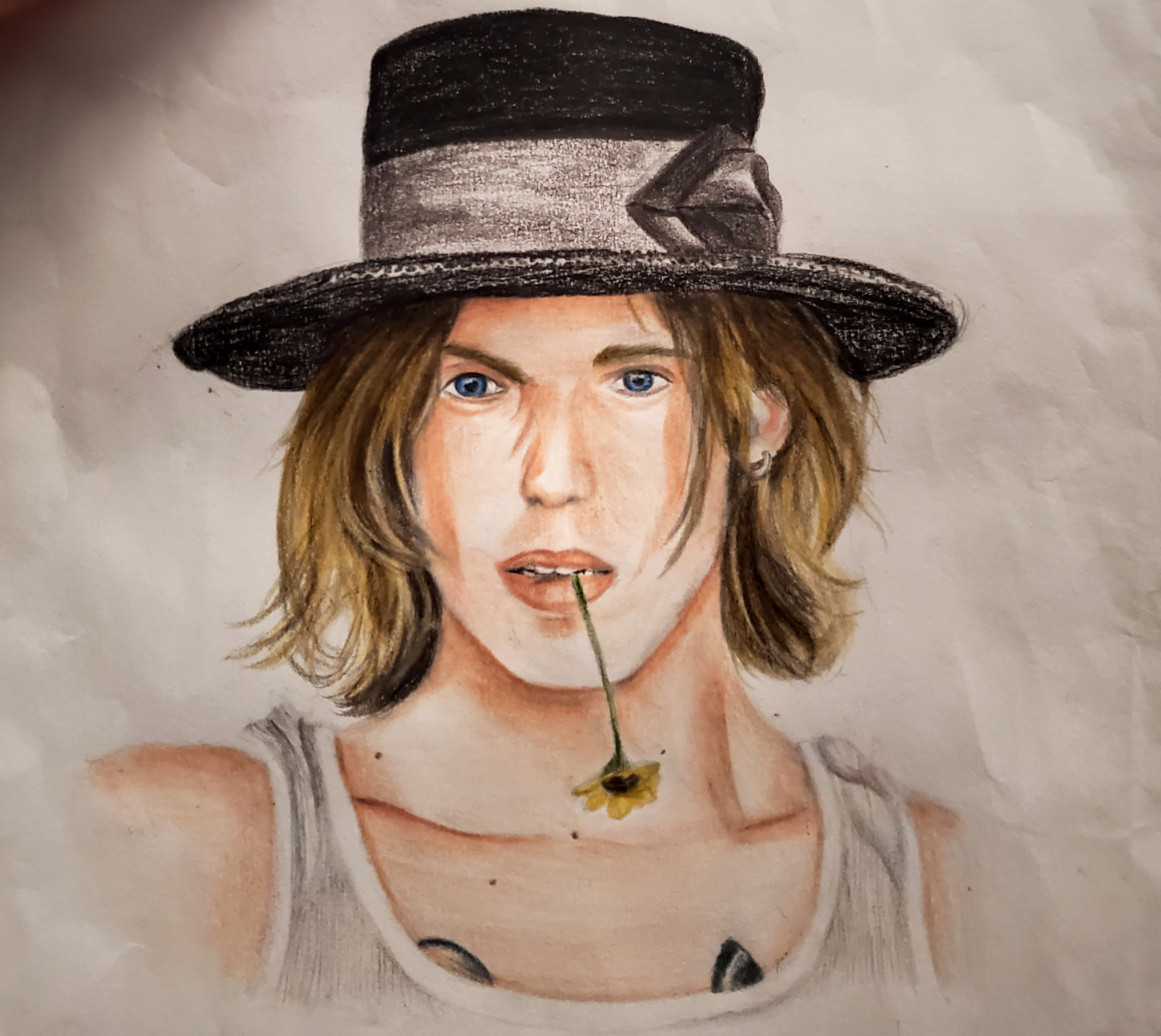 Jamie Campbell-Bower cowboy hat drawing Blank Meme Template