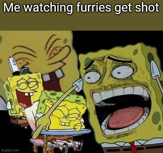 Spongebob laughing Hysterically | Me watching furries get shot | image tagged in spongebob laughing hysterically | made w/ Imgflip meme maker