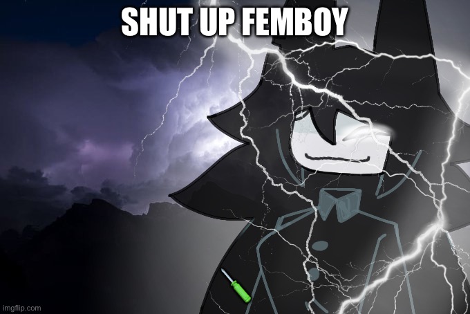 Miss circle with lightning strikes | SHUT UP FEMBOY ? | image tagged in miss circle with lightning strikes | made w/ Imgflip meme maker