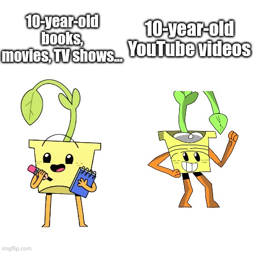 Stuff made 10 years ago... | 10-year-old books, movies, TV shows... 10-year-old YouTube videos | image tagged in memes,ba da bean | made w/ Imgflip meme maker