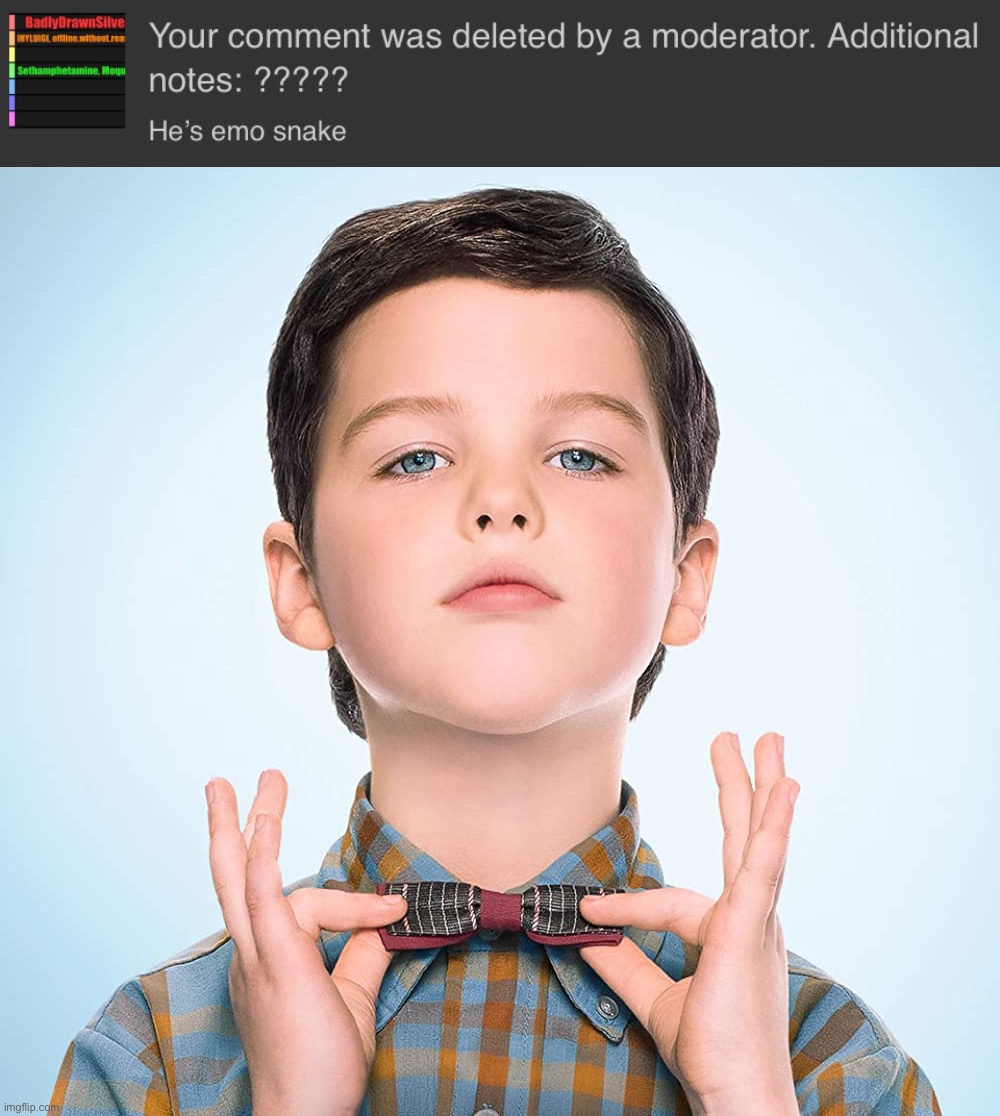 erm ackshually according to the terms of service that does not require deleting my comment and you can just tell me what is the  | image tagged in young sheldon | made w/ Imgflip meme maker