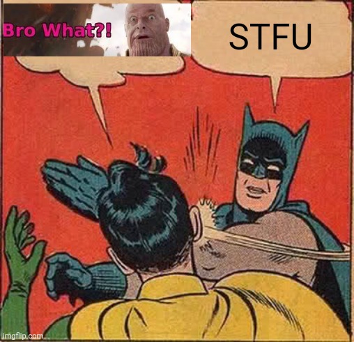 Stop | STFU | image tagged in memes,batman slapping robin | made w/ Imgflip meme maker