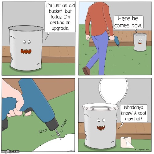 Upgraded to a toilet | image tagged in toilet,toilets,trash can,upgrade,comics,comics/cartoons | made w/ Imgflip meme maker