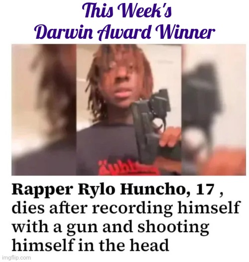 I warned you about that Rap music | This Week's Darwin Award Winner | image tagged in gangsta rap made me do it,dumb and dumber,i diagnose you with dead,why am i doing this,drugs are bad,brain drain | made w/ Imgflip meme maker