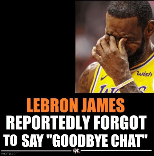 Lebron James Reportedly forgot to | SAY "GOODBYE CHAT" | image tagged in lebron james reportedly forgot to | made w/ Imgflip meme maker