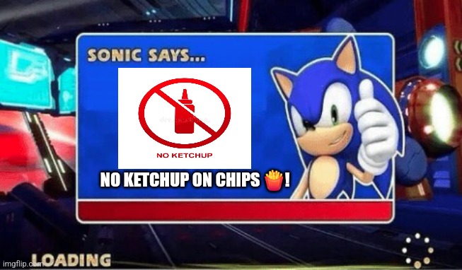 Sonic Says | NO KETCHUP ON CHIPS 🍟! | image tagged in sonic says | made w/ Imgflip meme maker