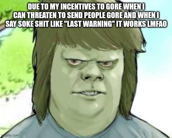 Just did it on snapchat | DUE TO MY INCENTIVES TO GORE WHEN I CAN THREATEN TO SEND PEOPLE GORE AND WHEN I SAY SOKE SHIT LIKE "LAST WARNING" IT WORKS LMFAO | image tagged in my mom | made w/ Imgflip meme maker