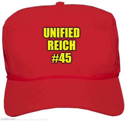 M A G A | UNIFIED
REICH
#45 | image tagged in blank red maga hat | made w/ Imgflip meme maker