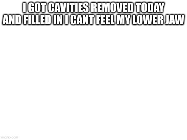 I cant eat anything :( | I GOT CAVITIES REMOVED TODAY AND FILLED IN I CANT FEEL MY LOWER JAW | made w/ Imgflip meme maker