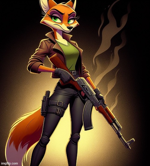 "War is hell, so is for being a cartoon Fox, Jade knows that all too well." | image tagged in game,movie,cartoon,timezone,doom,artwork | made w/ Imgflip meme maker