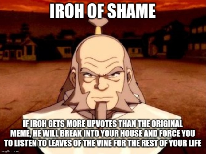 Iroh of shame | image tagged in iroh of shame | made w/ Imgflip meme maker