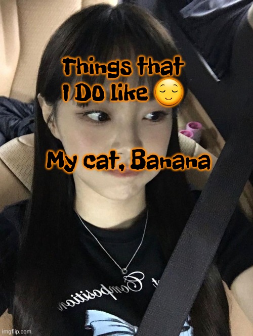 Day 1 | Things that I DO like 😌; My cat, Banana | image tagged in chuu | made w/ Imgflip meme maker