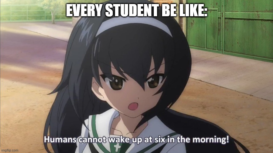 Student meme | EVERY STUDENT BE LIKE: | image tagged in humans cannot wake up at six in the morning | made w/ Imgflip meme maker