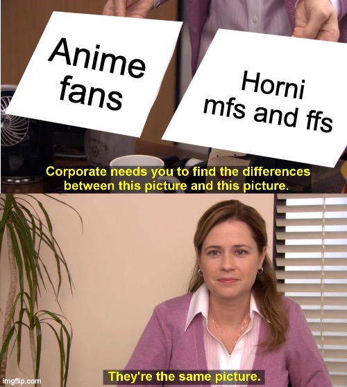W meme right here, officer! | Anime fans; Horni mfs and ffs | image tagged in memes,they're the same picture,funny,true,horni,you have been eternally cursed for reading the tags | made w/ Imgflip meme maker
