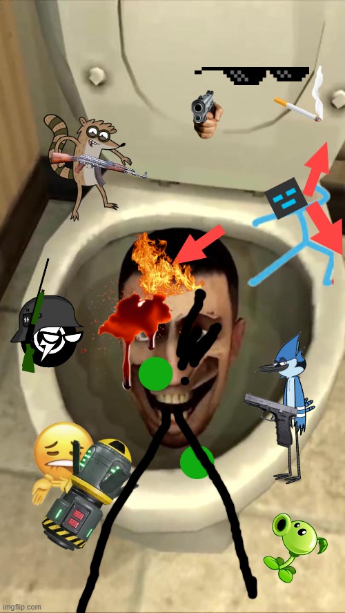 The Gang vs Skibidi toilet | image tagged in i hate skibidi | made w/ Imgflip meme maker