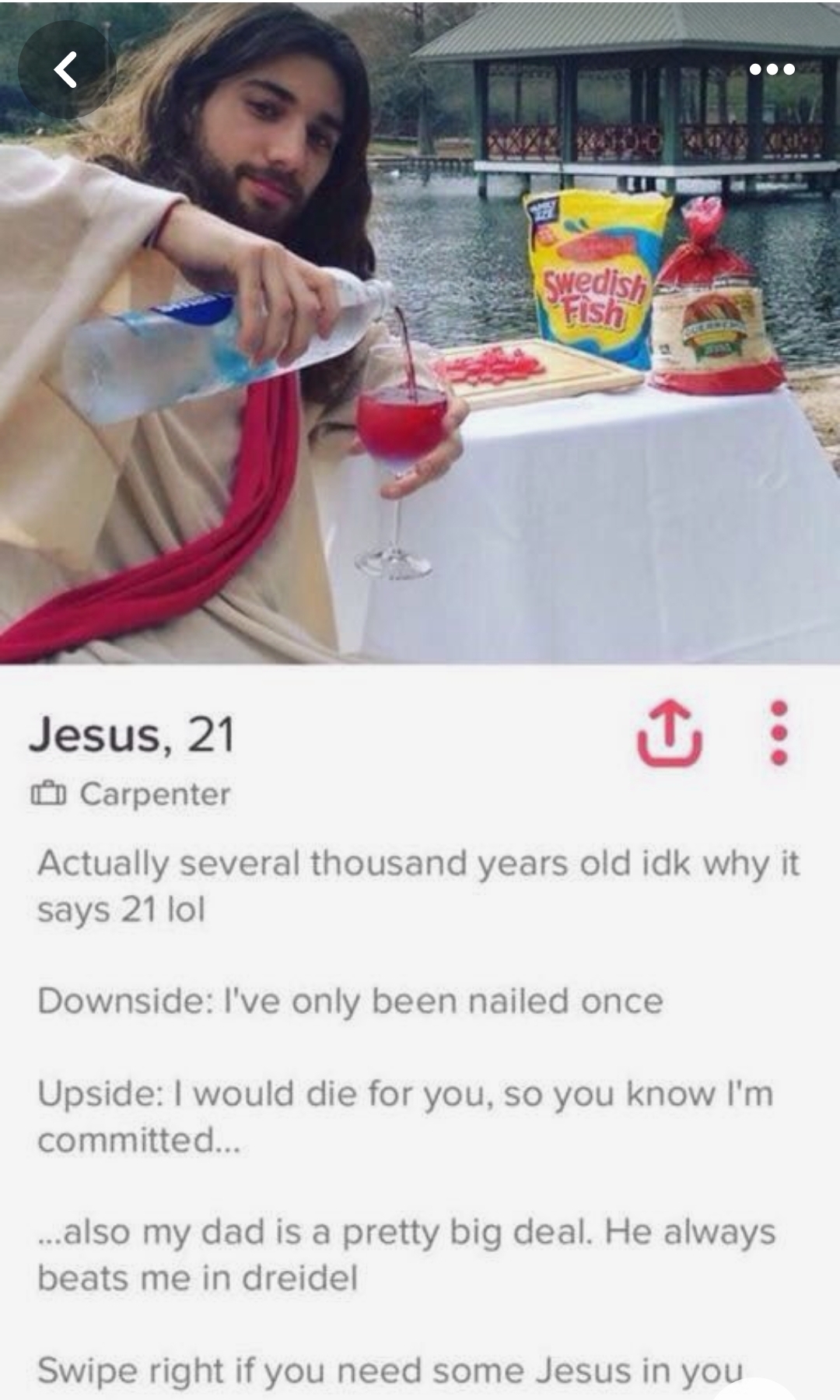 Jesus profile tinder Blank Meme Template