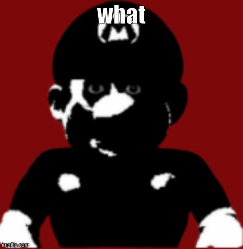 staring scary mario | what | image tagged in staring scary mario | made w/ Imgflip meme maker