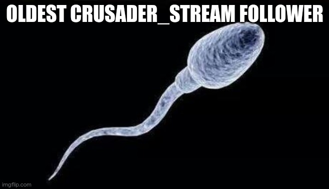da sperm | OLDEST CRUSADER_STREAM FOLLOWER | image tagged in da sperm | made w/ Imgflip meme maker