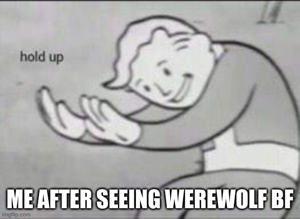 Fallout Hold Up | ME AFTER SEEING WEREWOLF BF | image tagged in fallout hold up | made w/ Imgflip meme maker