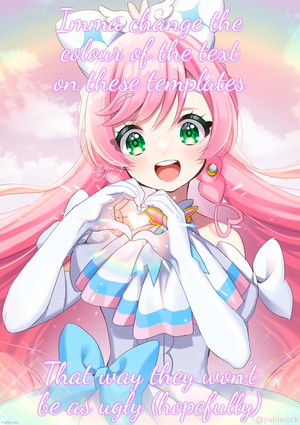 Cure Prism | Imma change the colour of the text on these templates; That way they won't be as ugly (hopefully) | image tagged in cure prism | made w/ Imgflip meme maker