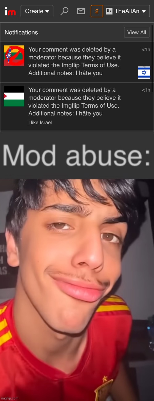 I wasn’t even harassing him or nothing, I was legit just stating my opinion | image tagged in mod abuse | made w/ Imgflip meme maker