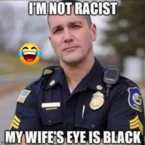I’m not racist my wife’s eye is black | image tagged in i m not racist my wife s eye is black | made w/ Imgflip meme maker