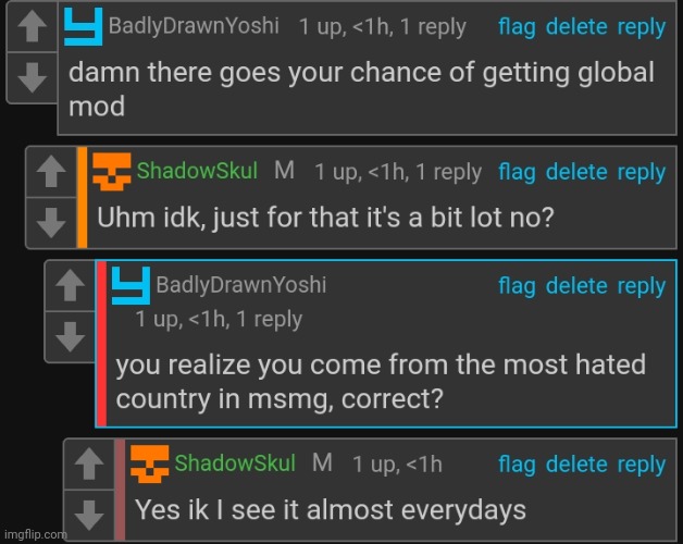 Ik I'm the only liked Fr*nch lol also does yall chat agree with Yoshi? (Me as glob mod) | made w/ Imgflip meme maker