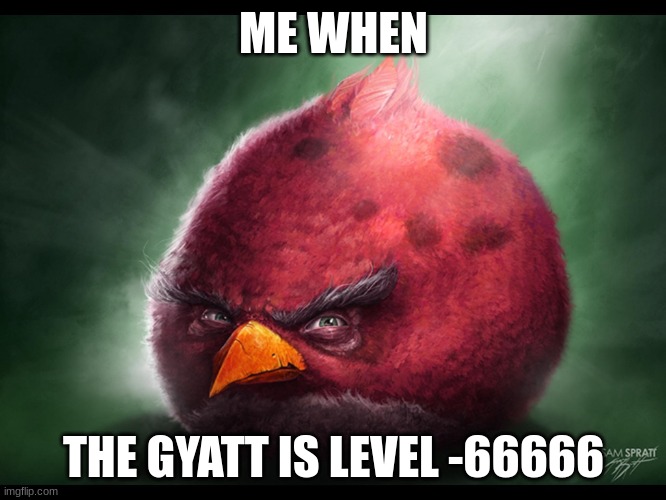 Realistic Angry Bird (big red) | ME WHEN; THE GYATT IS LEVEL -66666 | image tagged in realistic angry bird big red | made w/ Imgflip meme maker