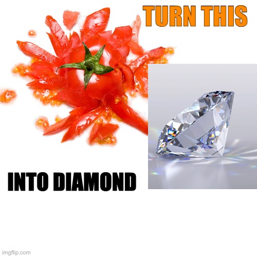 turn rotten tomatoe to diamond | TURN THIS; INTO DIAMOND | image tagged in rotten,diamond | made w/ Imgflip meme maker