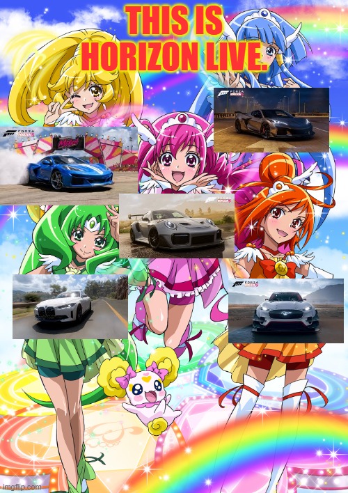 Glitter force ecstatic fun | THIS IS HORIZON LIVE. | image tagged in glitter force ecstatic fun | made w/ Imgflip meme maker