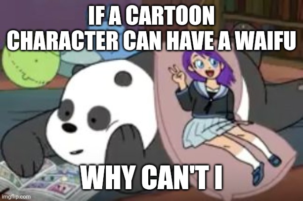 Even Bears Need Waifus... | IF A CARTOON CHARACTER CAN HAVE A WAIFU; WHY CAN'T I | image tagged in even bears need waifus | made w/ Imgflip meme maker