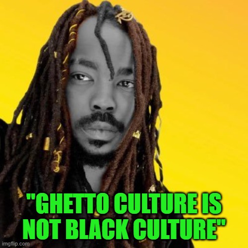 Ghetto vs black | "GHETTO CULTURE IS
NOT BLACK CULTURE" | image tagged in racist,racism,no racism,culture,black people,ghetto | made w/ Imgflip meme maker