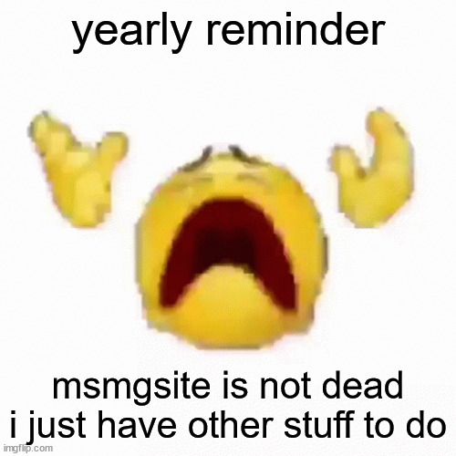 :nooo: | yearly reminder; msmgsite is not dead

i just have other stuff to do | image tagged in nooo | made w/ Imgflip meme maker