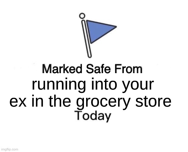 Marked Safe From Meme | running into your ex in the grocery store | image tagged in memes,marked safe from | made w/ Imgflip meme maker