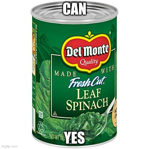 yes | CAN; YES | image tagged in memes,spinach | made w/ Imgflip meme maker