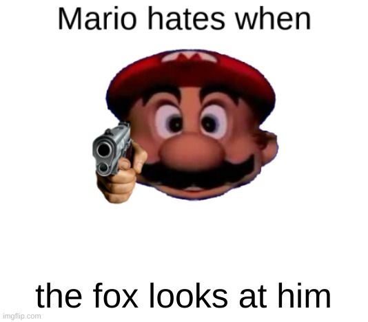 the fox looks at him | image tagged in mario hates when | made w/ Imgflip meme maker