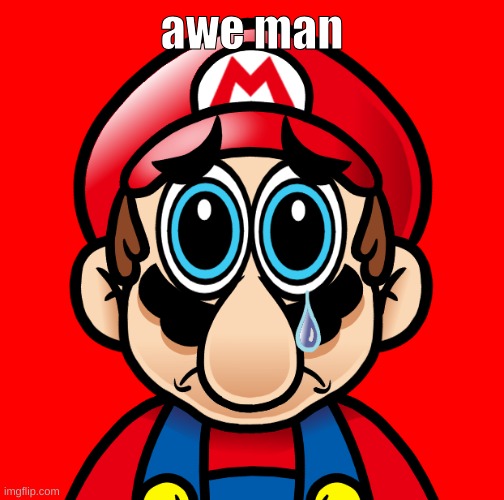 awe man | image tagged in spunch bob mario updated | made w/ Imgflip meme maker