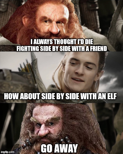 No thank you | image tagged in lord of the rings,the hobbit,dwarf,legolas | made w/ Imgflip meme maker